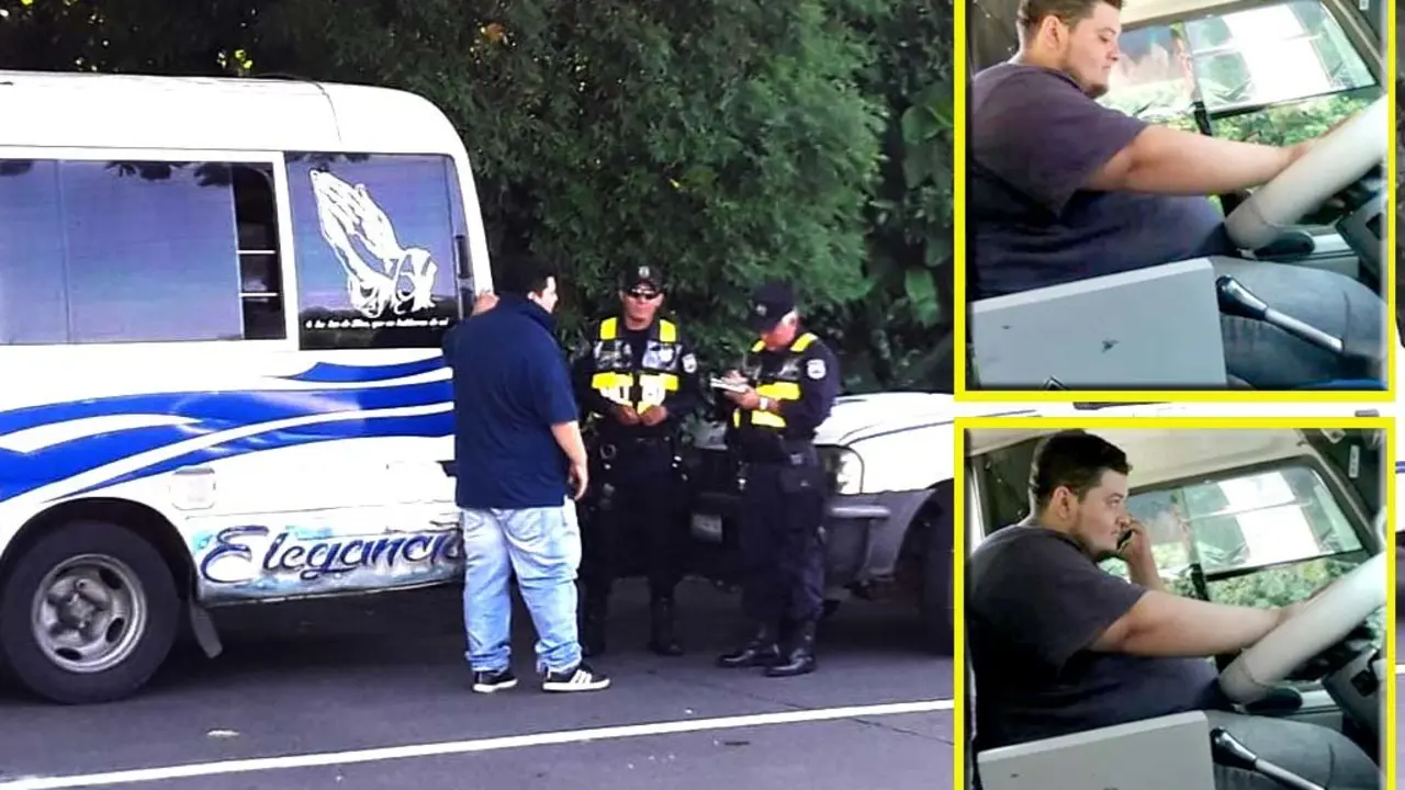 Microbusero de la ruta 17 chateando