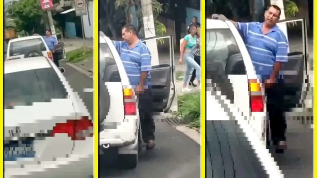 Conductor grabado cuando orinaba