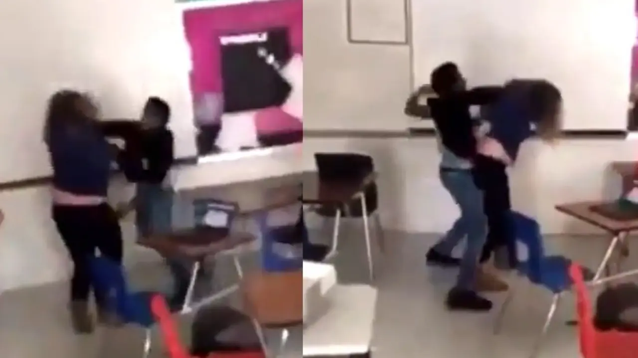 Alumno y maestra se agarran a pu&ntilde;etazos