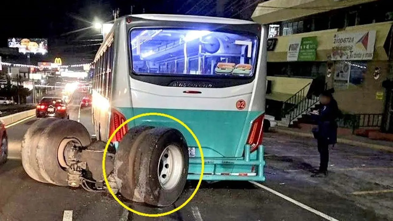 Bus de la ruta 52 pierde el eje tracero