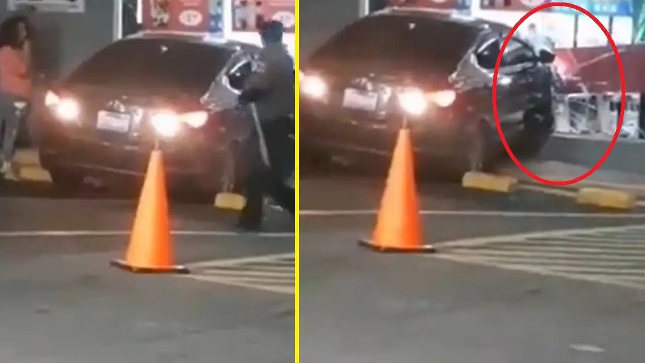 Mujer ebria gasolinera 2