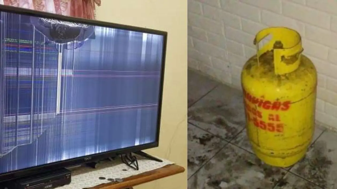 TV y tambo de gas