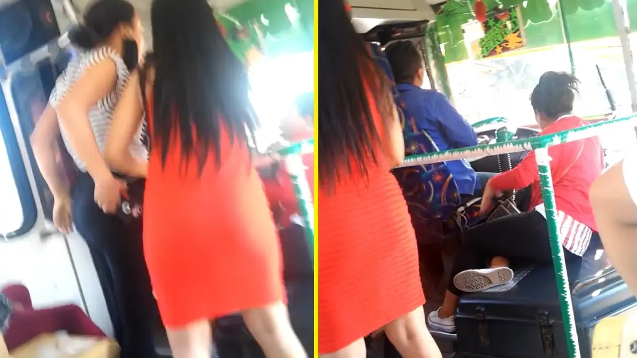 Pelea de mujeres en bus