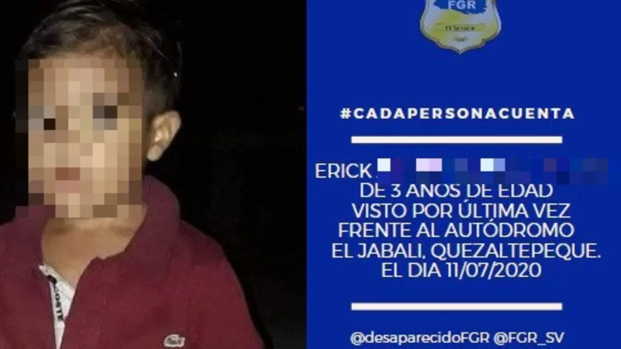 Ni&ntilde;o desaparecido en Quezaltepeque
