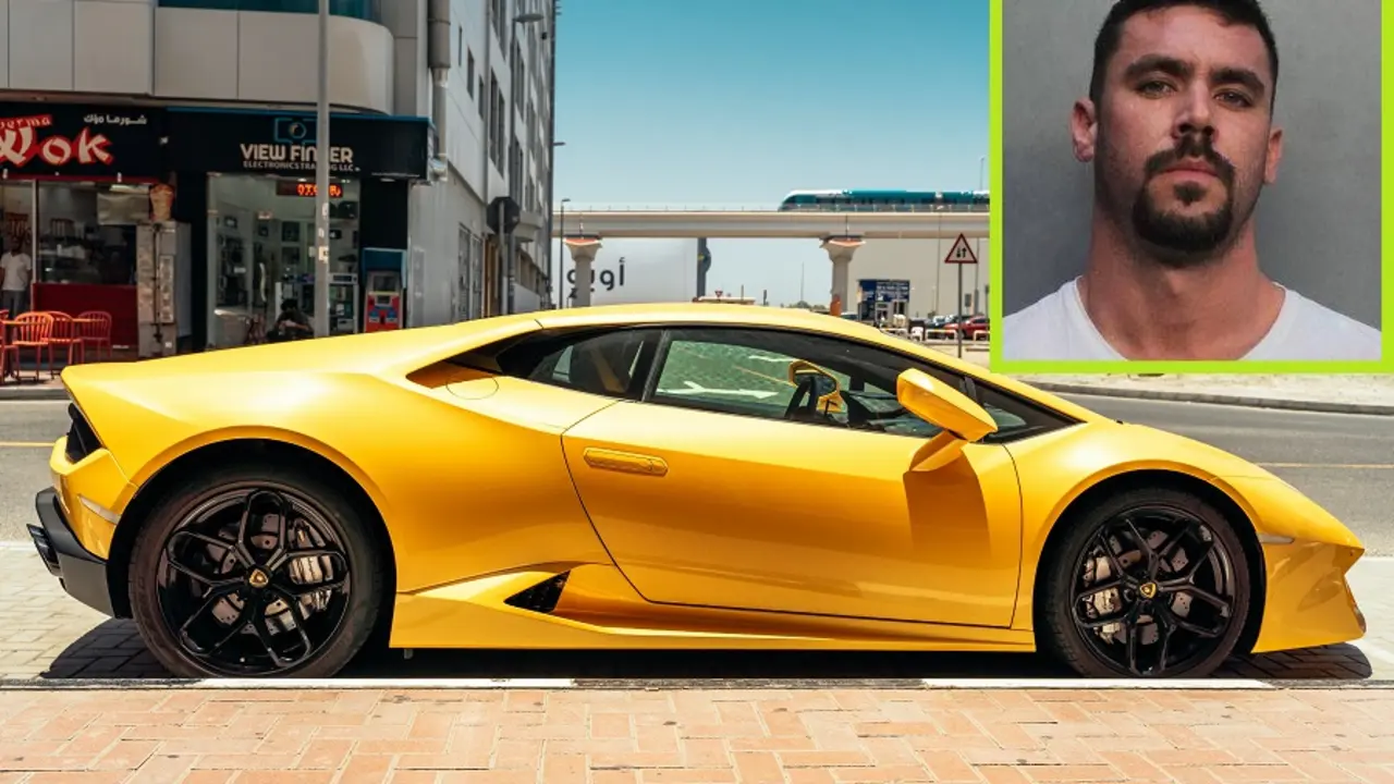 photo-of-yellow-lamborghini-parked-beside-road-4635349