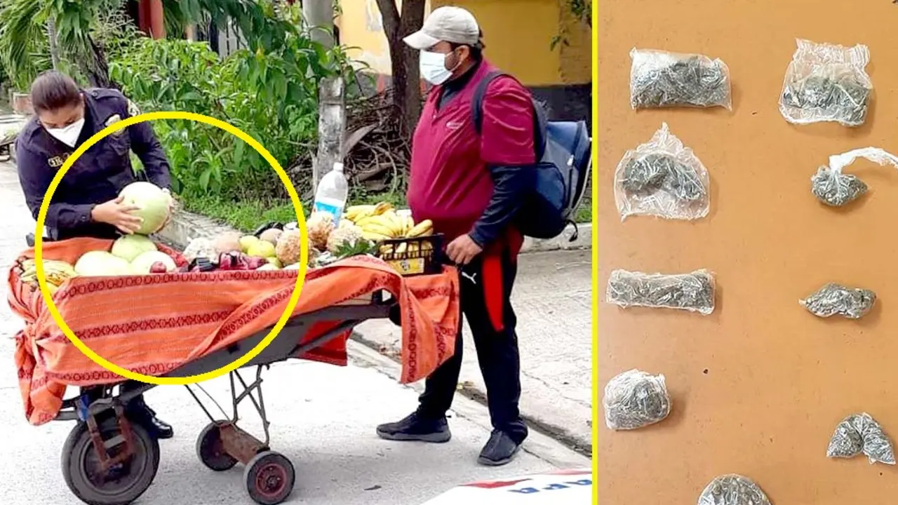 Jos&eacute; Armando Huezo vendedor detenido por tener marihuana Foto tomada de la PNC 5