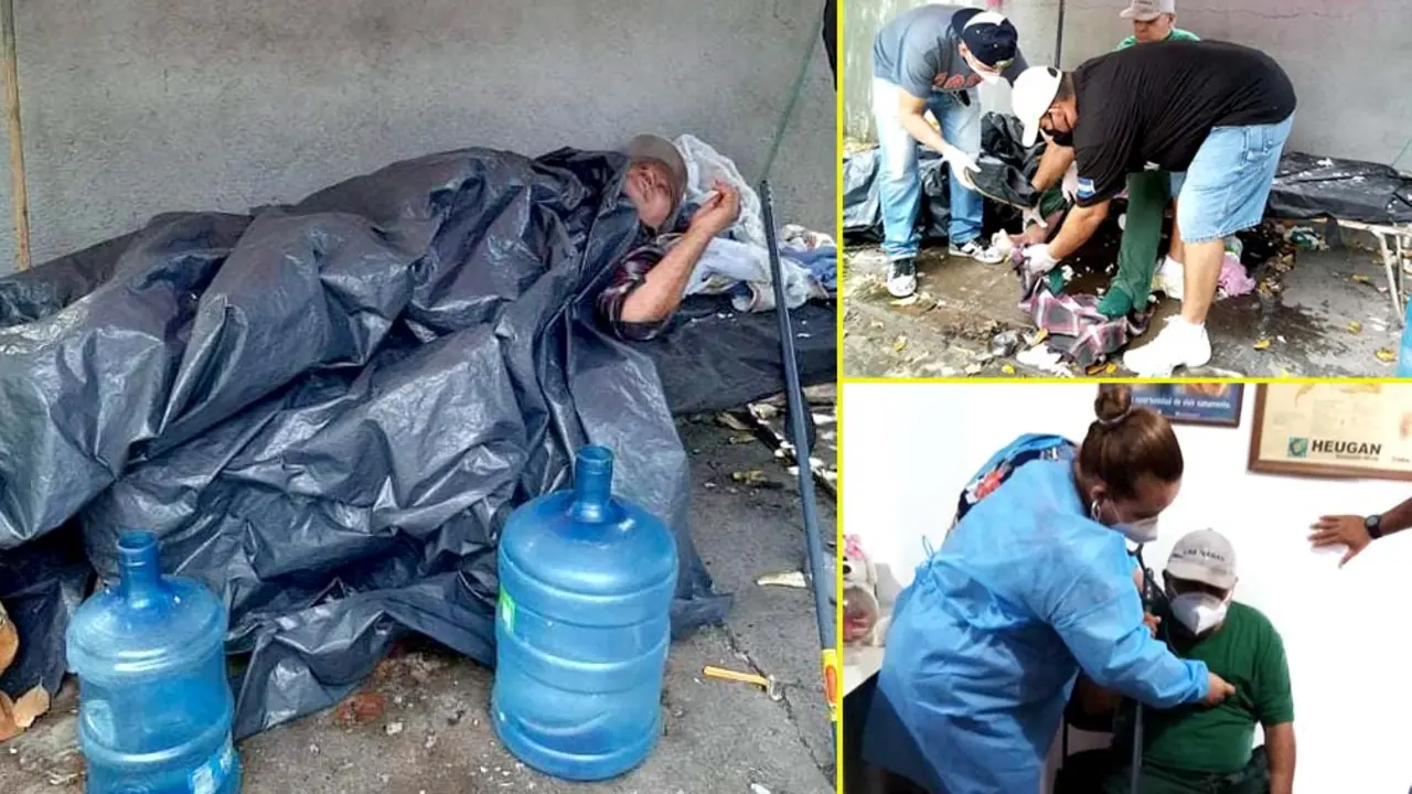 Ayudan a hombre que dorm&iacute;a en las calles Foto &Aacute;ngeles Urbanos 7