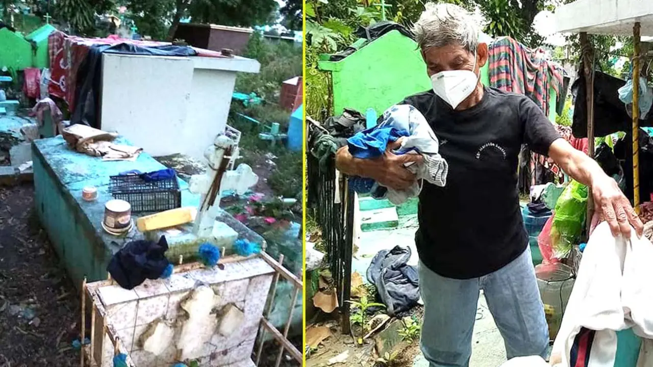 Historia de Don Vicente que hizo de un cementerio su hogar Foto tomada de &Aacute;ngeles Urbanos 6