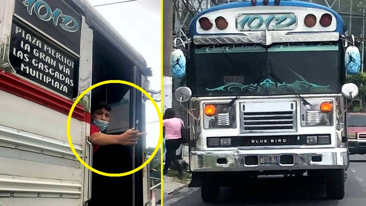 Ayudante de busero de la ruta 101 D sasa el dedo a ciudadana Foto tomada de Santa Tecla Informa 3