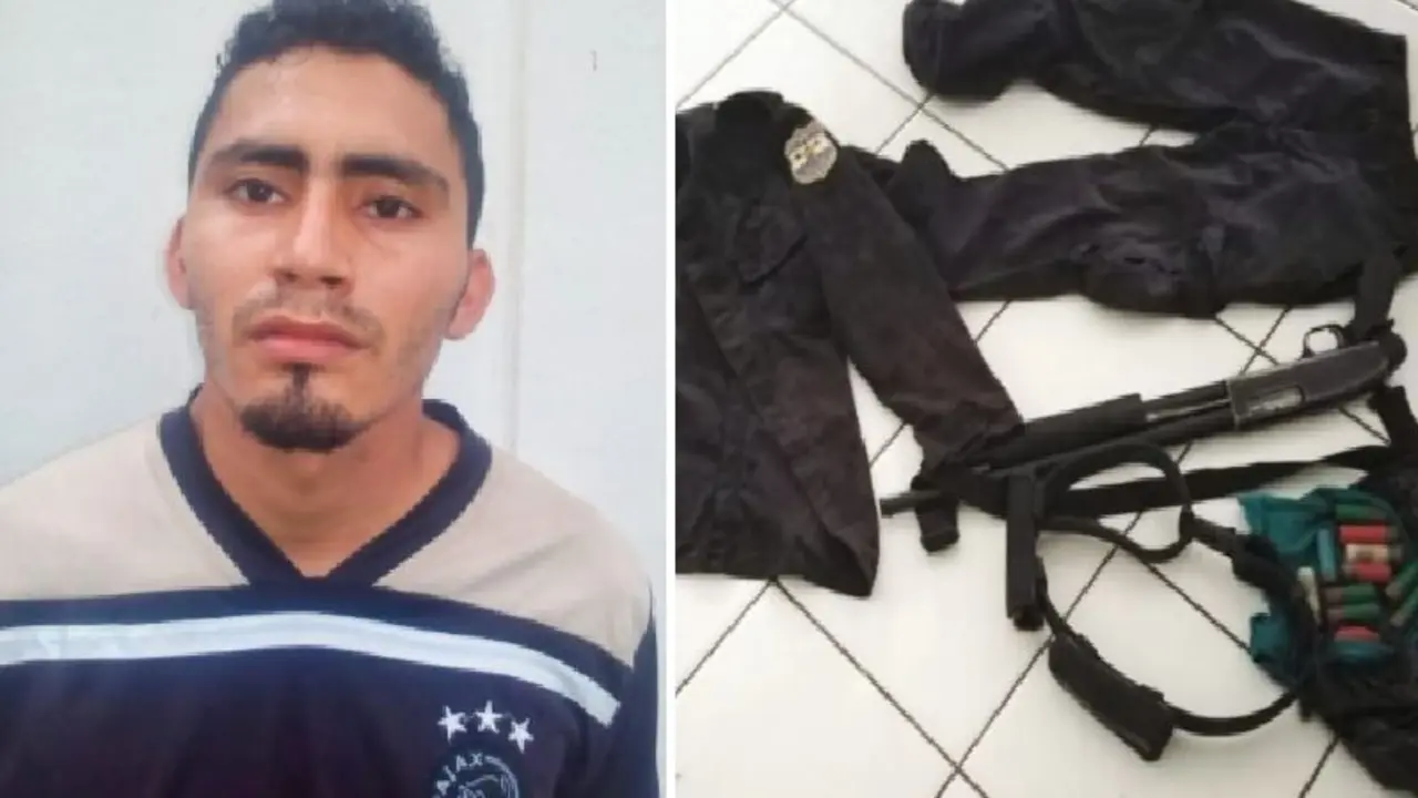 Con uniforme y escopeta