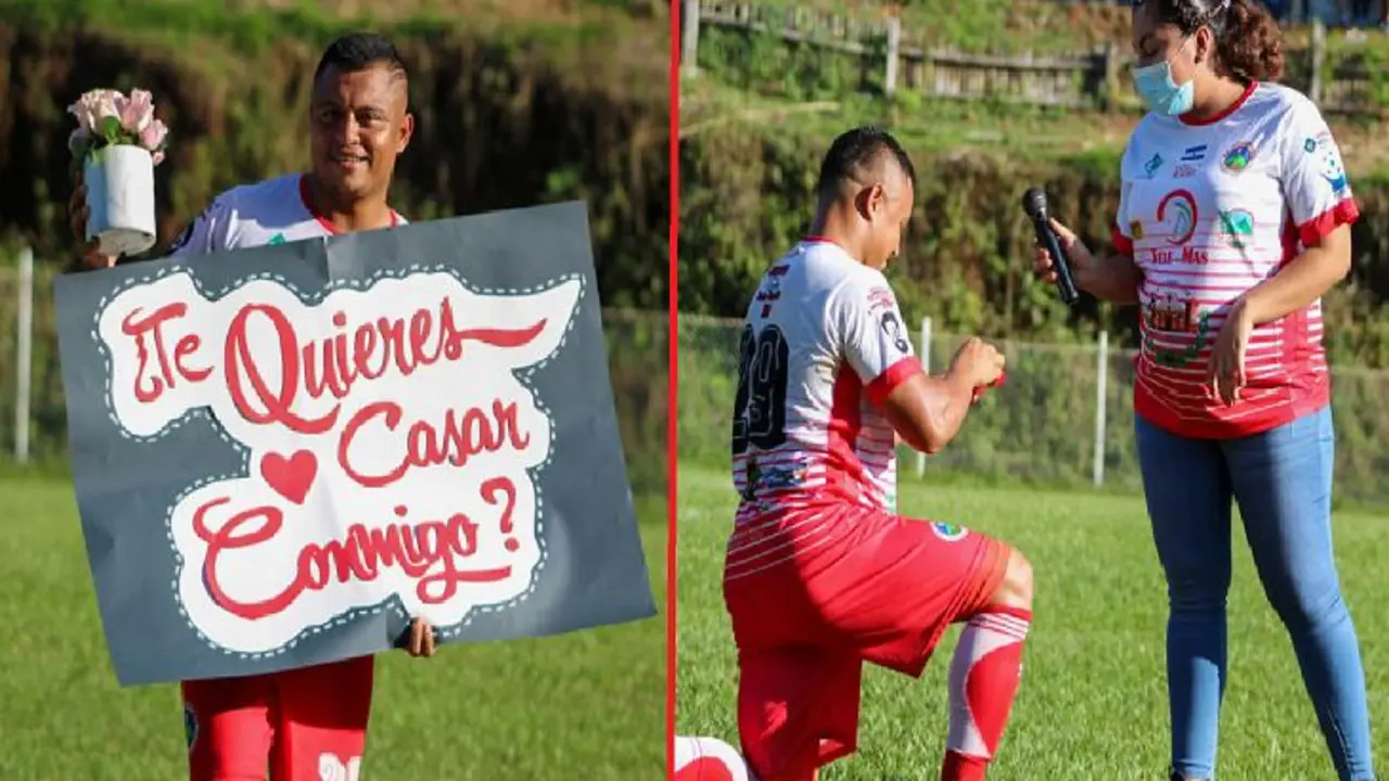 Futbolista pidiendo a su novia matrimonio