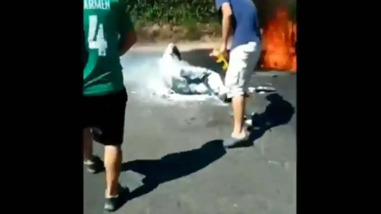 Hombre quemado en La Paz