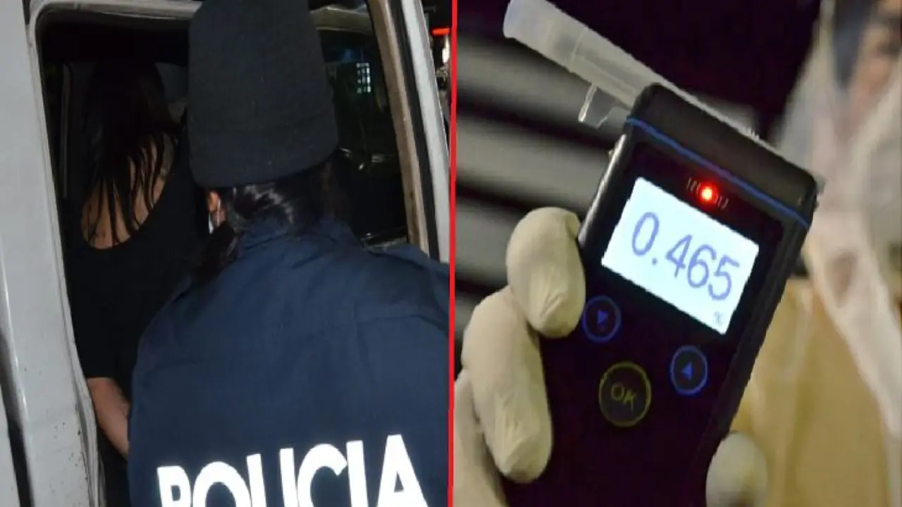 Mujer detenica con alcohol