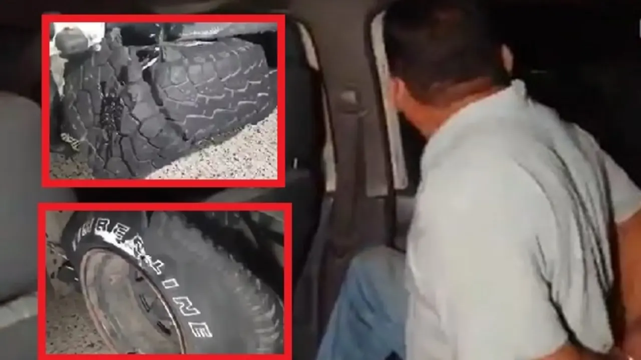 Cami&oacute;n con llantas explotadas 3