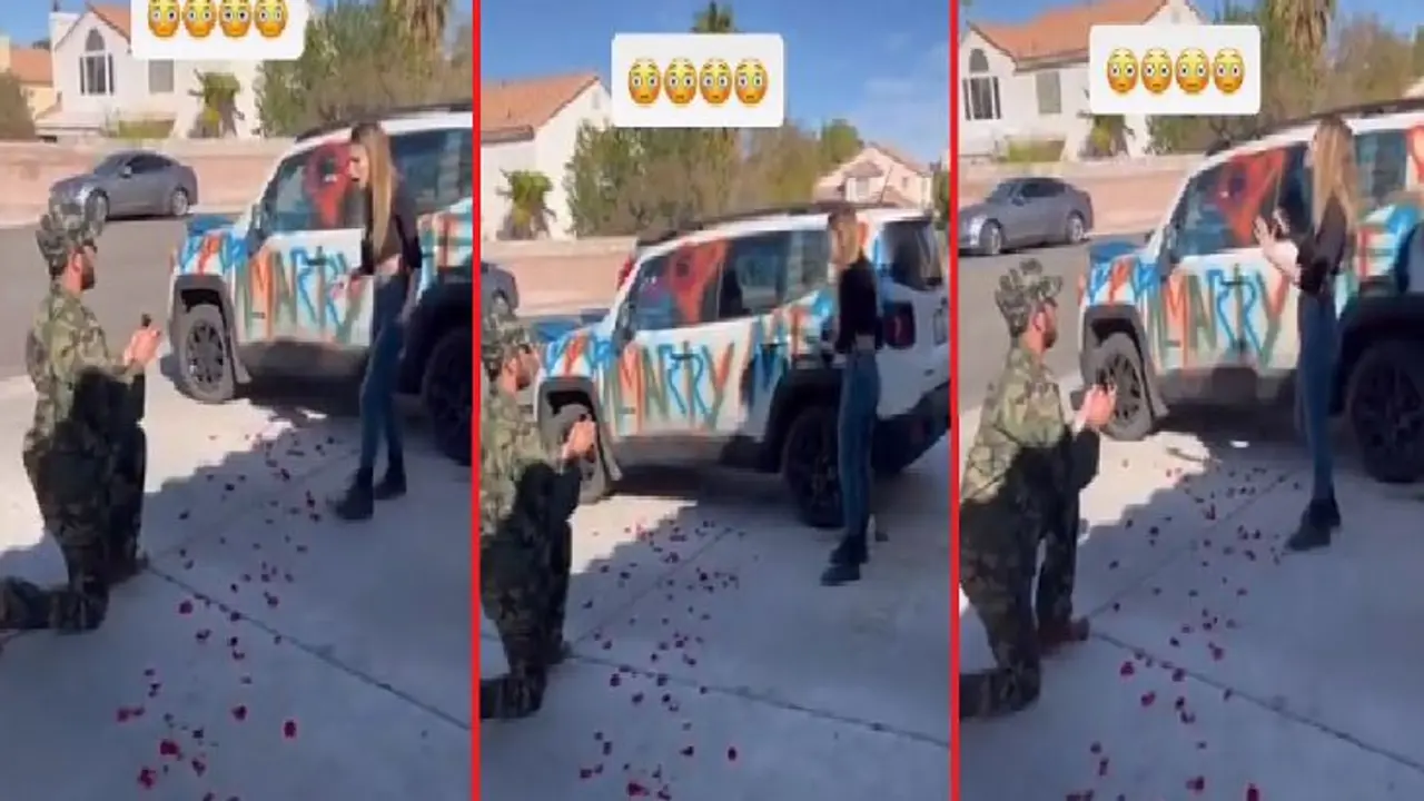 Soldado le pide matrimonio a su novia