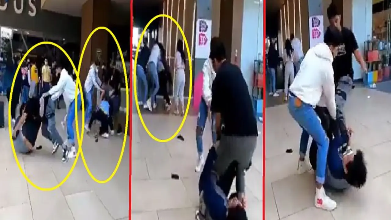 J&oacute;venes se dan de golpes