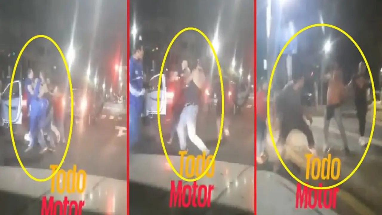 Automovilistas a golpes frente al Parque Cuscatl&aacute;n