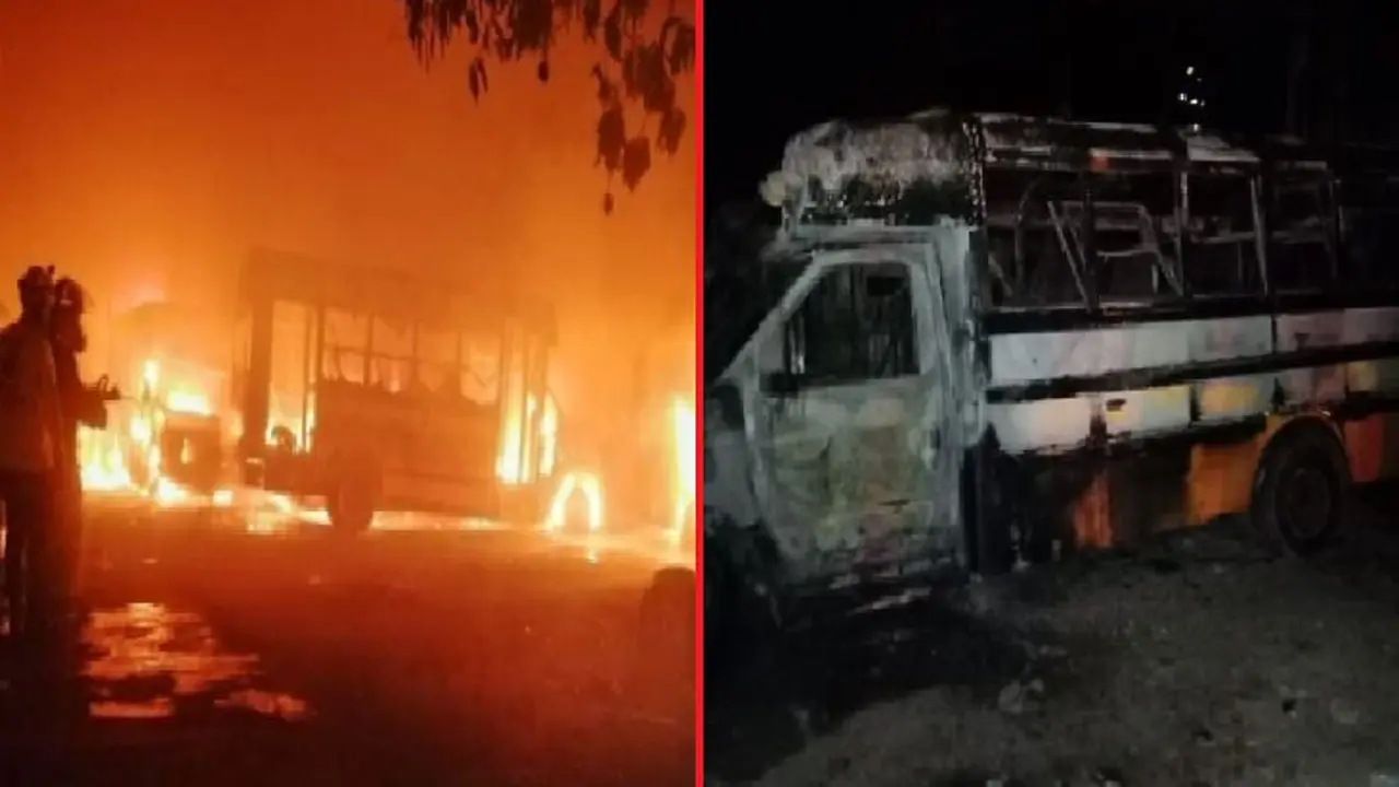 Busetas quemadas en Arce