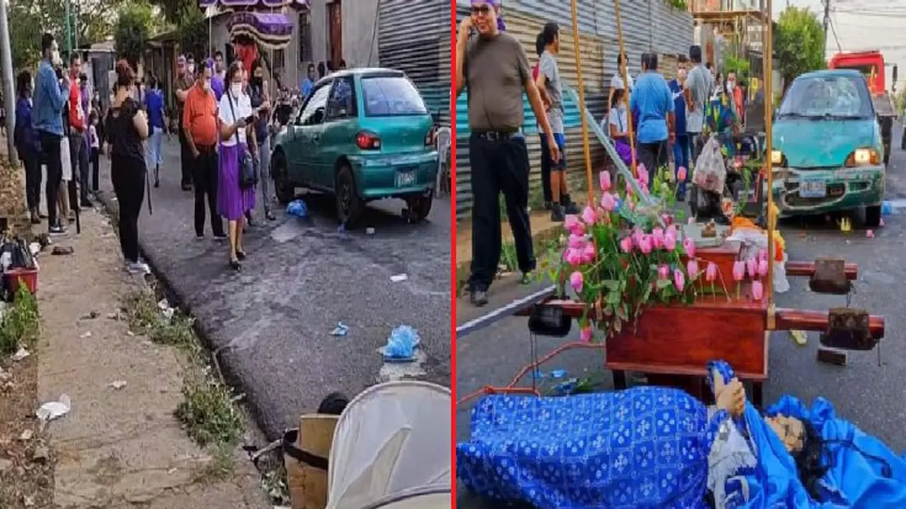 Ebrio arrolla a feligreses