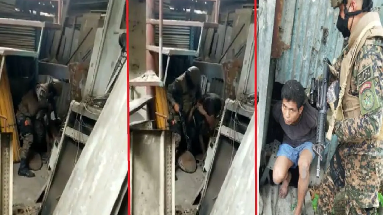 Pandillero escondido en un barril de lata