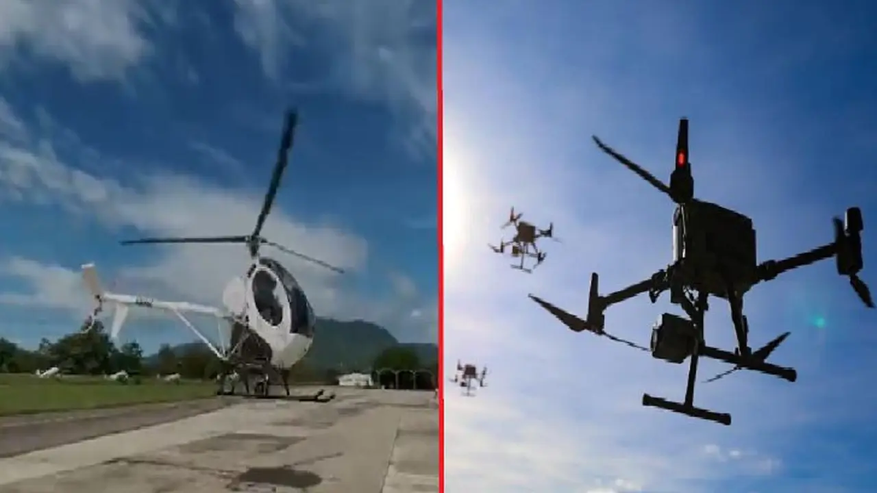 Helic&oacute;ptero y drones