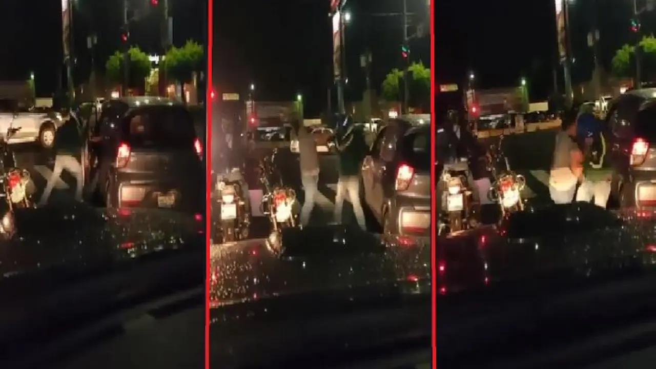 Pu&ntilde;etazos entre motociclista y automovilista