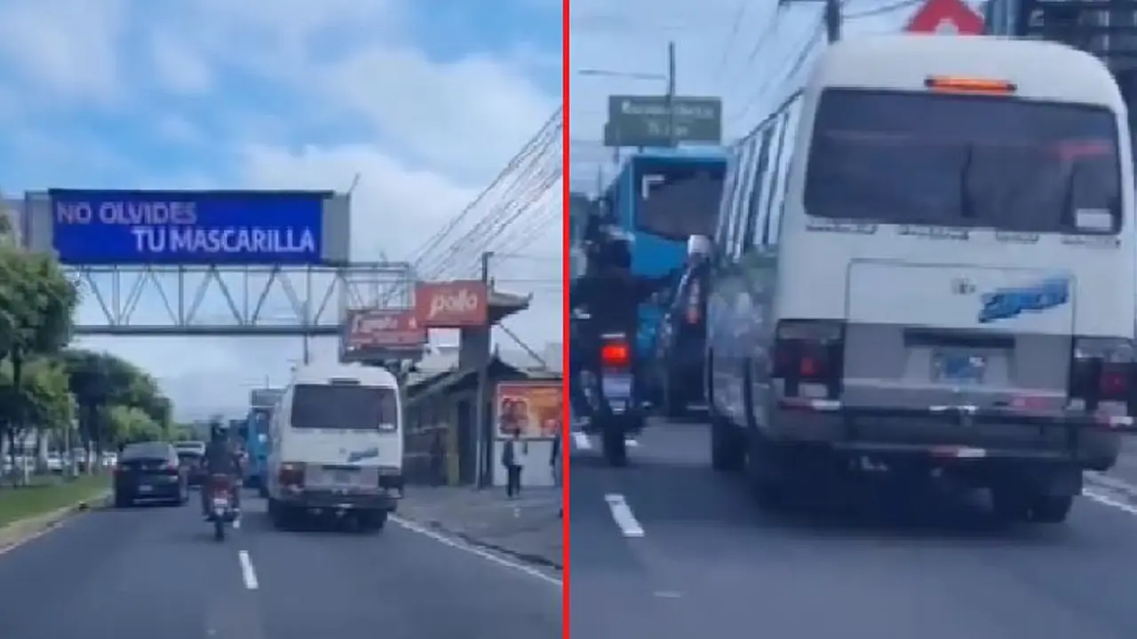 Motociclista golpea el espejo de microb&uacute;s