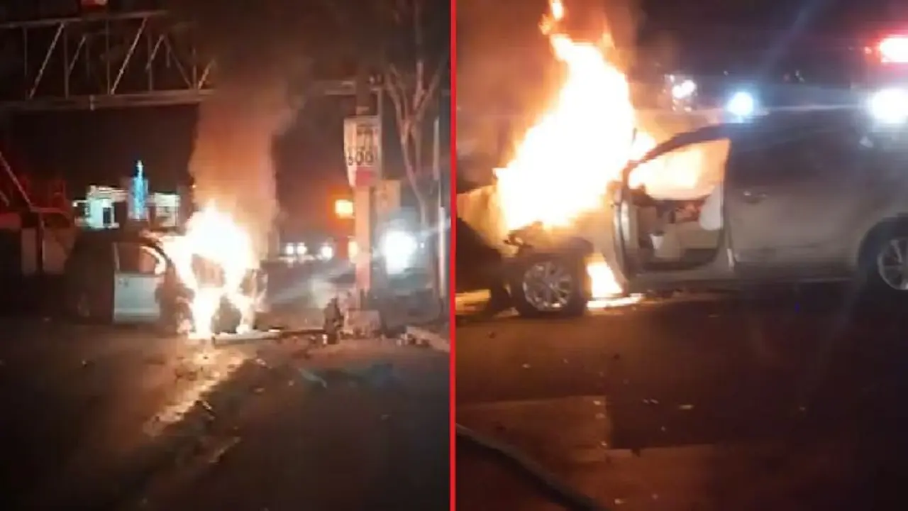 Incendio en veh&iacute;culo en San Miguel