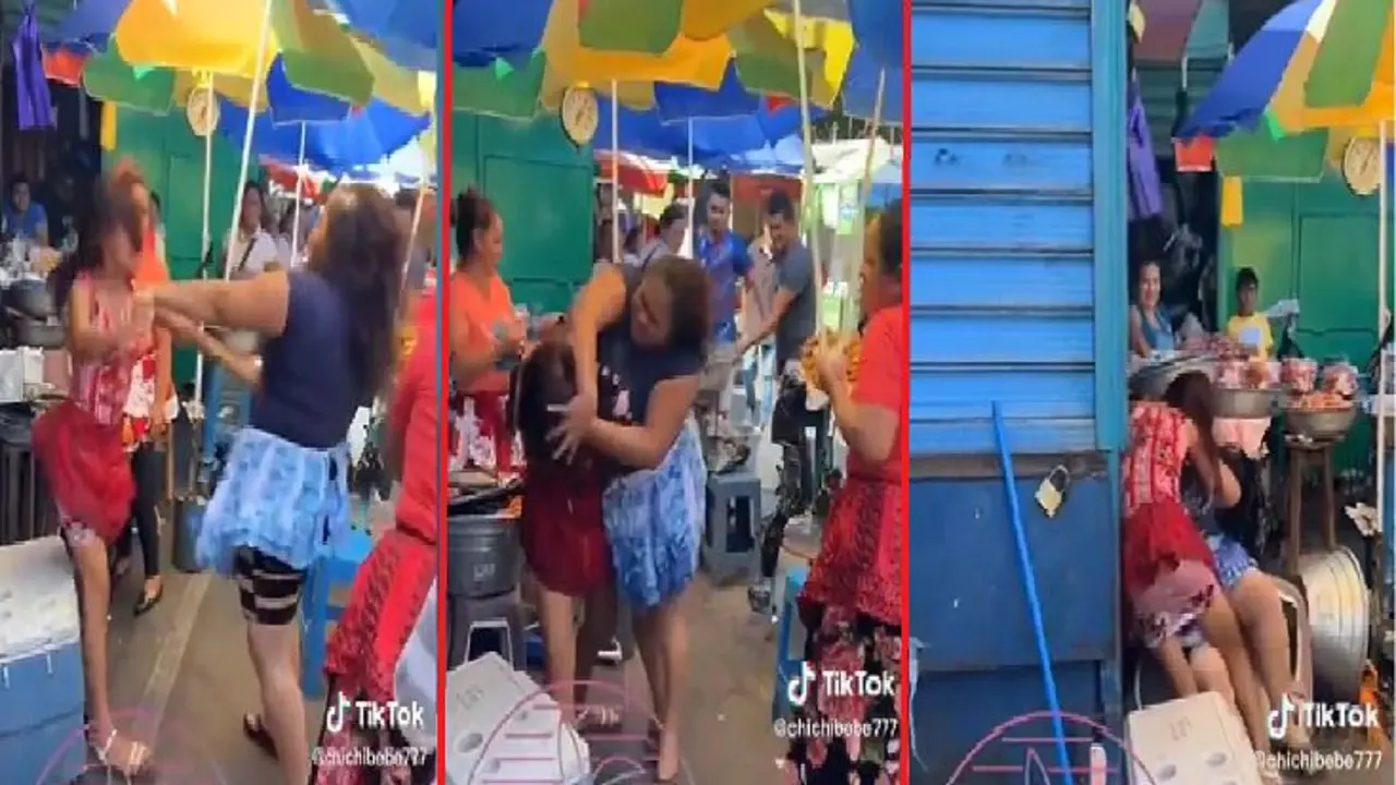 Vendedoras pele&aacute;ndose en La Uni&oacute;n