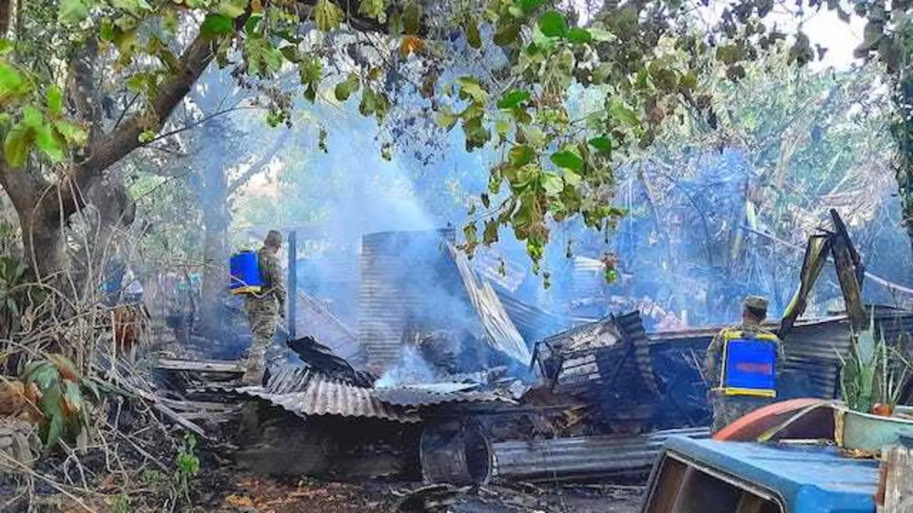 Incendio comunidad Las Flores Zacatecoluca 02-03-2024