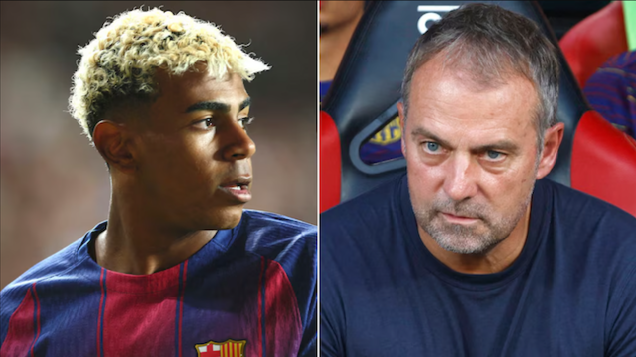 Lamine Yamal y Hansi Flick