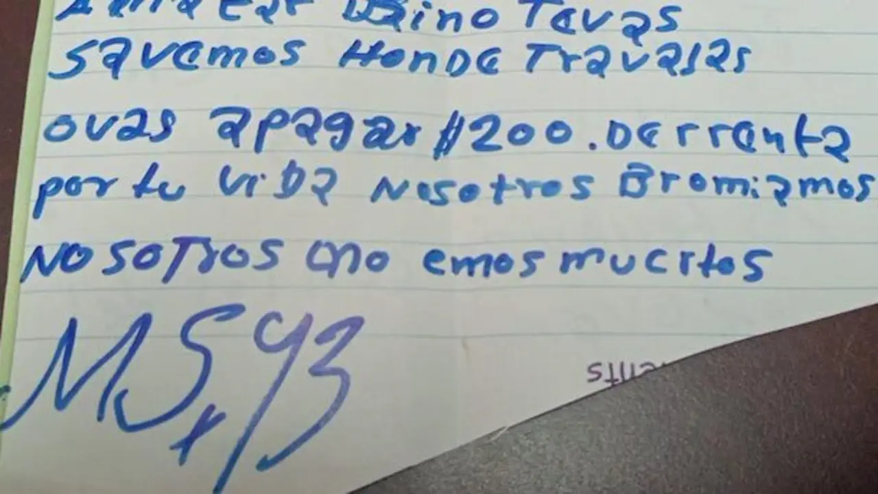 Nota extorsiva de Melvin Antonio Navas González