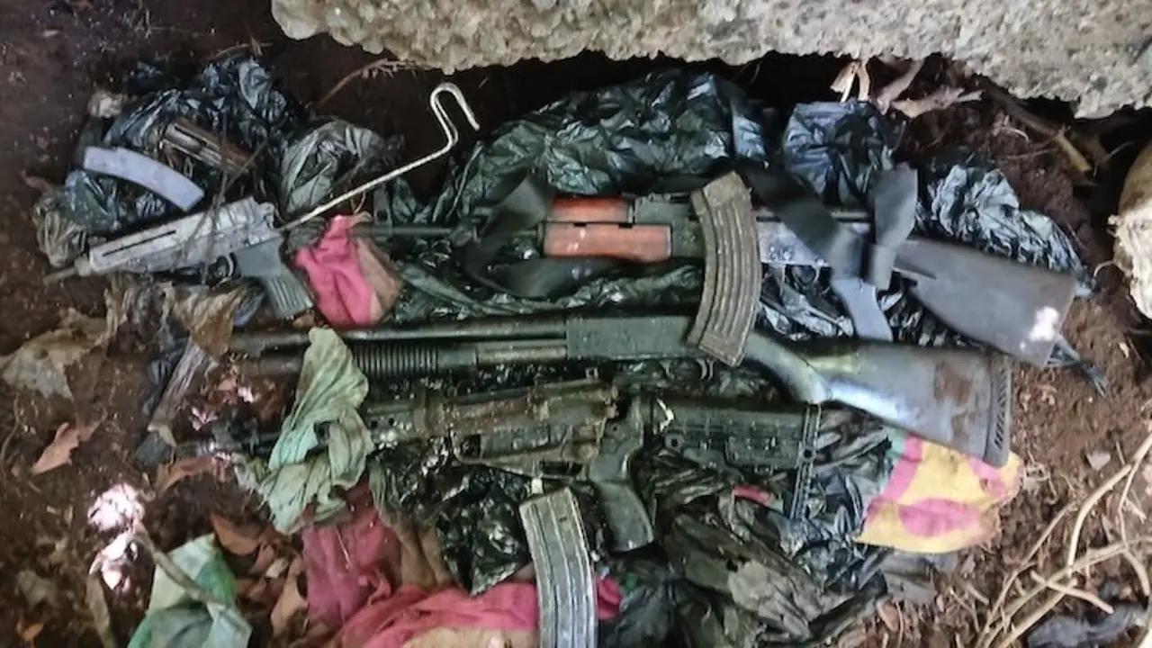 Armas de la MS-13 en Olocuilta