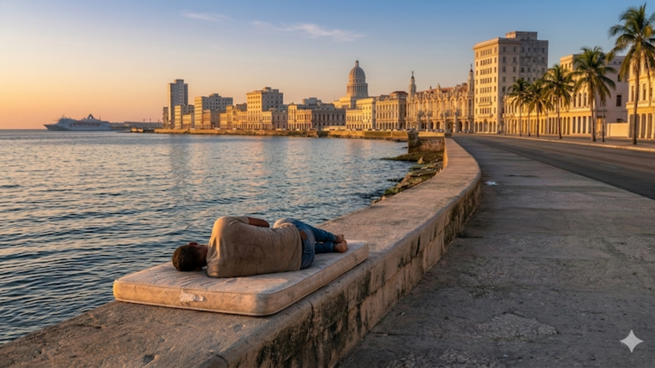 Cubanos durmiendo a la intemperie