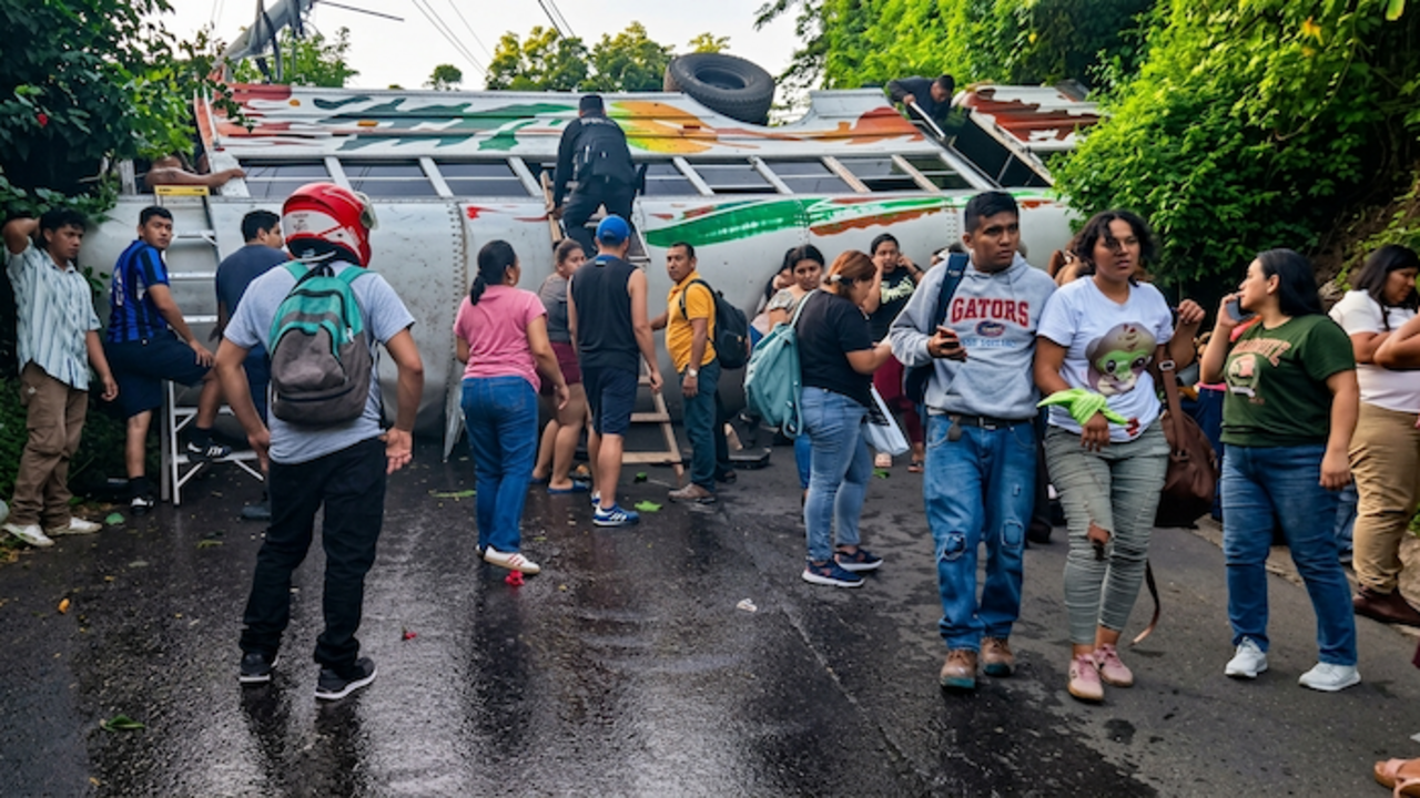 Bus ruta 104 volcado