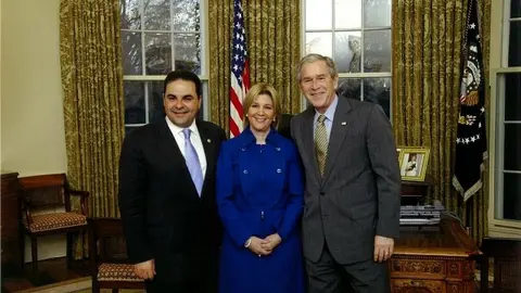 La pareja presidencial visitó en 2008 a George W. Bush.