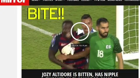 La nota de Mirror. Los medios recuerdan que FIFA podría castigar al salvadoreño por la acción antireglamentaria.