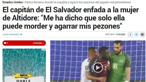 El español Marca se lo toma con más humor y dice que "solo la esposa puede morder y agarrarle los pezones" al delantero.