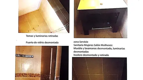 Sanitarios, lavamanos, puertas y focos han sido arrancados del baño del área común.