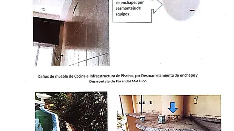 En el área de piscinas, hasta el enchapado ha sido retirado, provocando daños en el lugar.