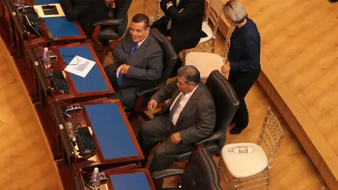 El diputado de PCN Raúl Beltrán Bonilla se sienta en la silla de la Asamblea Legislativa por primera vez como diputado propietario por el departamento del departamento de La Libertad.