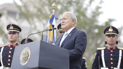 El presidente de la República, Salvador Sánchez Cerén, en su discurso de conmemoración de independencia. Foto: Capres