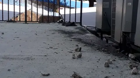 Escombros de la edificio de la Asamblea Legislativa.