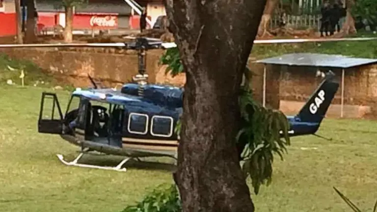 Helicóptero en el que realizan traslado de agente/ cortesía Noticias Menotty.