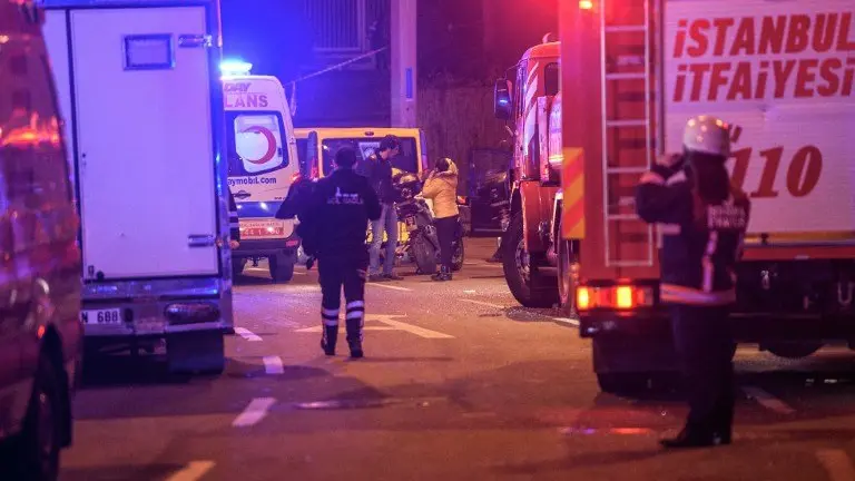 Turkish emercency workers are seen on the site where a car bomb exploded near the stadium of football club Besiktas in central Istanbul on December 10, 2016.
The car bomb exploded in the heart of Istanbul on late December 10, wounding around 20 police officers, Turkey's interior minister said, quoted by the official Anadolu news agency. The bomb, apparently targeting a bus carrying police officers, exploded outside the stadium of Istanbul football club Besiktas following its match against Bursaspor. / AFP PHOTO / OZAN KOSE