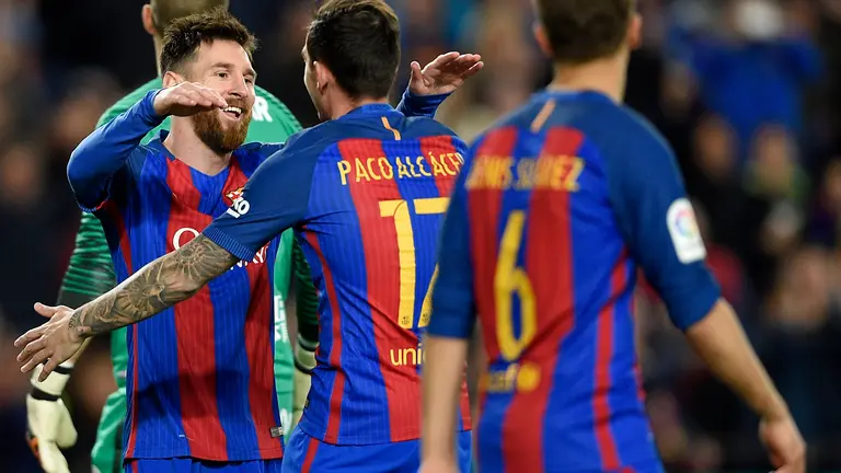 El Barcelona goleó 6-1 a Sporting de Gijón y se mantiene peleando la punta de la tabla