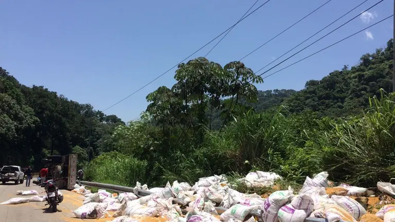 Camión volcado Los Chorros