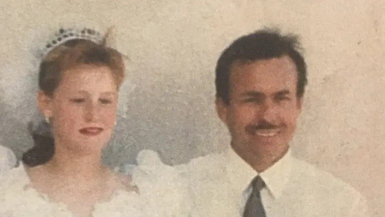 Rosalynn McGinnis quinceanera at at 13. Henri Piette lied about her age in order to have an early quinceanera celebration. The man in the photo is Henri Piette (1997).

Photo was taken in Puerto Penasco Sonora Mexico (Rocky Point).
†
The woman was a guest at the Quinceanera as she lived near by.

Courtesy Rosalynn McGinnis

DO NOT REUSE WITHOUT PERMISSION FROM:
Nancy Seltzer <nseltzer@nsapr.com>