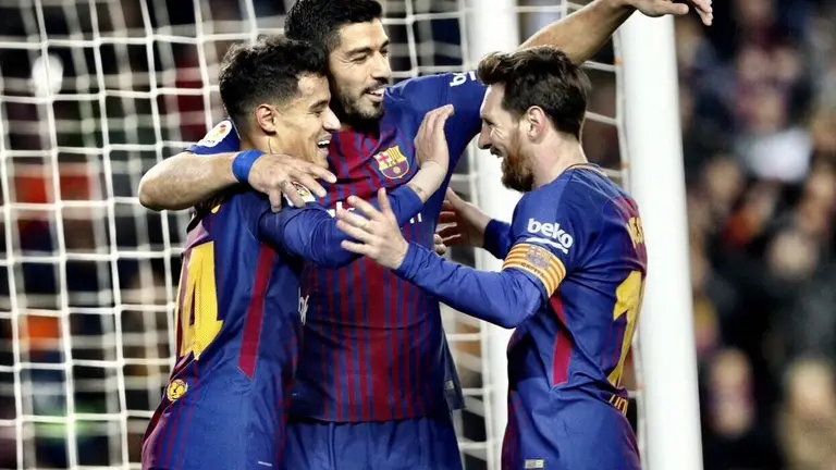 Coutinho, Luis Suárez y Messi