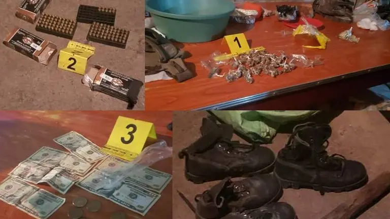 Munición, droga y dinero